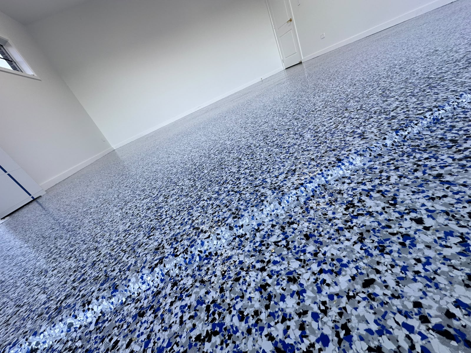 Blue Storm Nano Flake Epoxy Garage Floor in White Rock