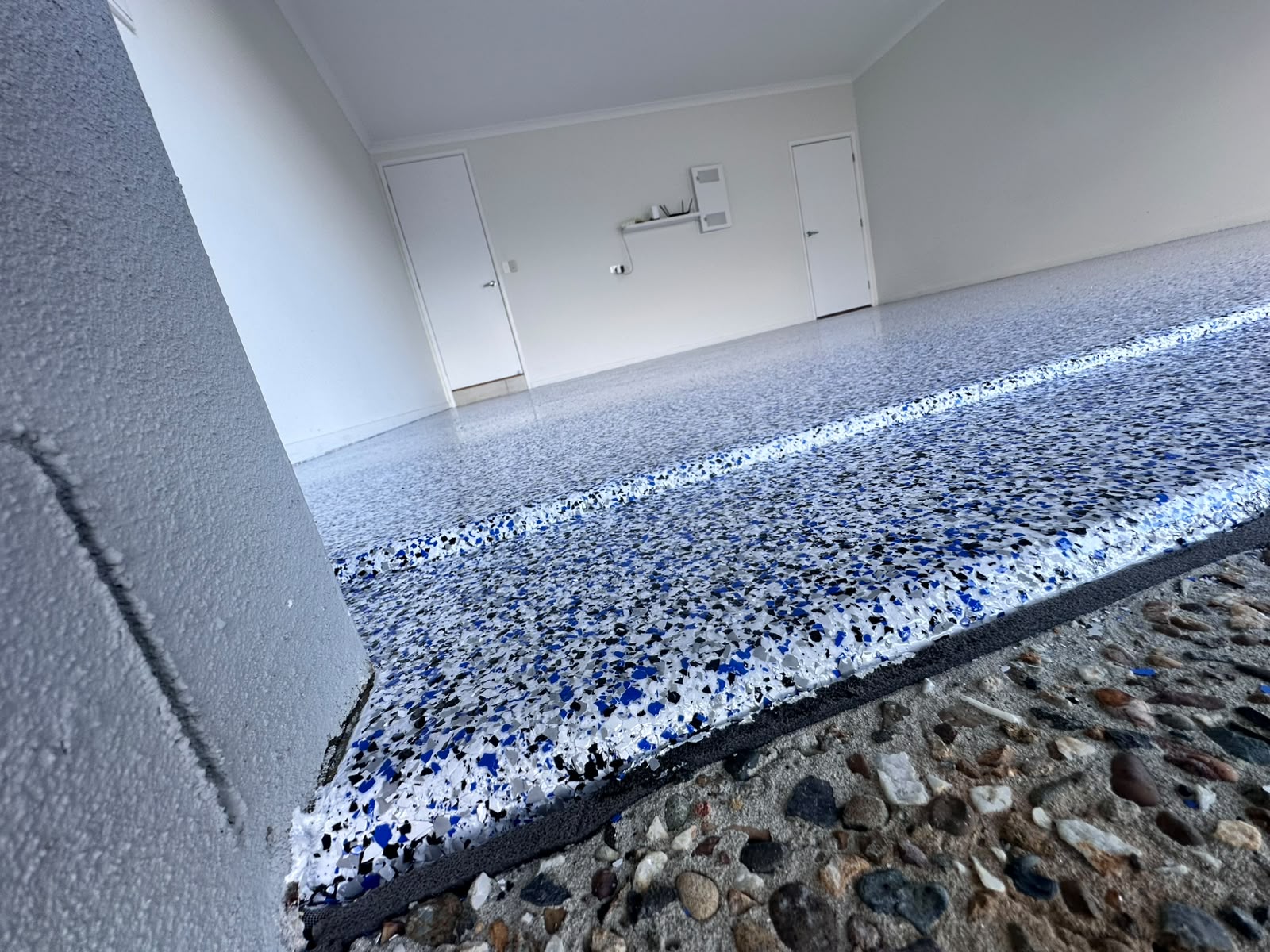 Blue Storm Nano Flake Epoxy Garage Floor in White Rock
