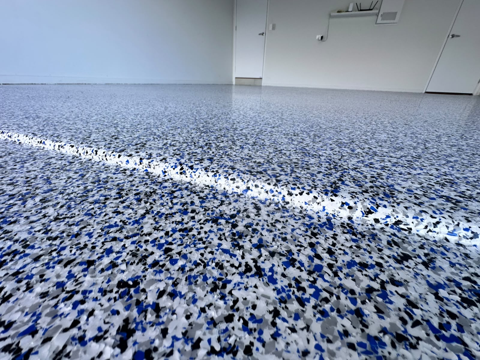 Blue Storm Nano Flake Epoxy Garage Floor in White Rock